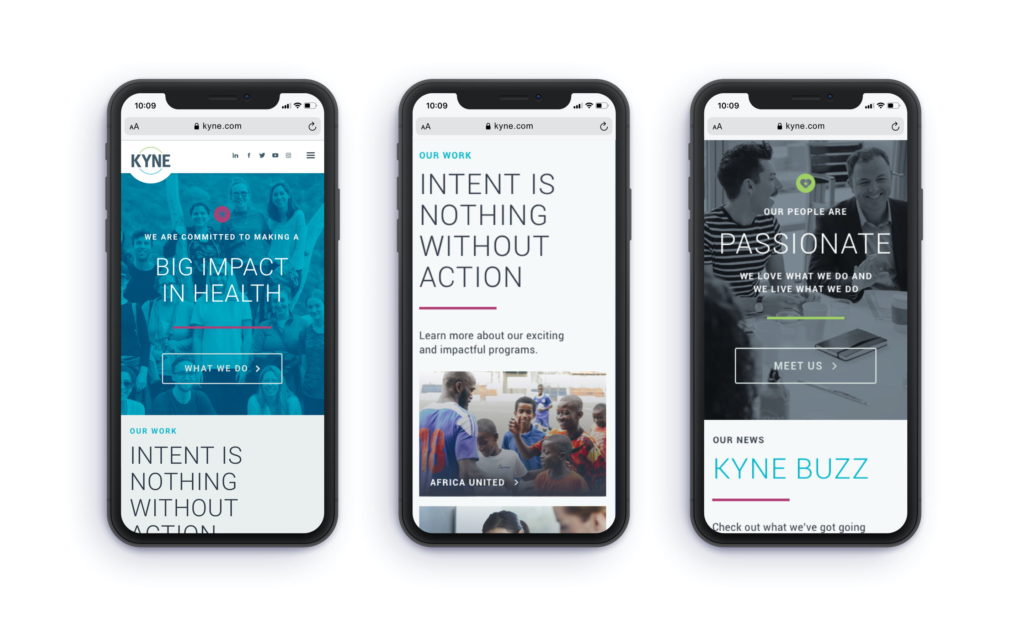 KYNE Rebrand website on mobile 