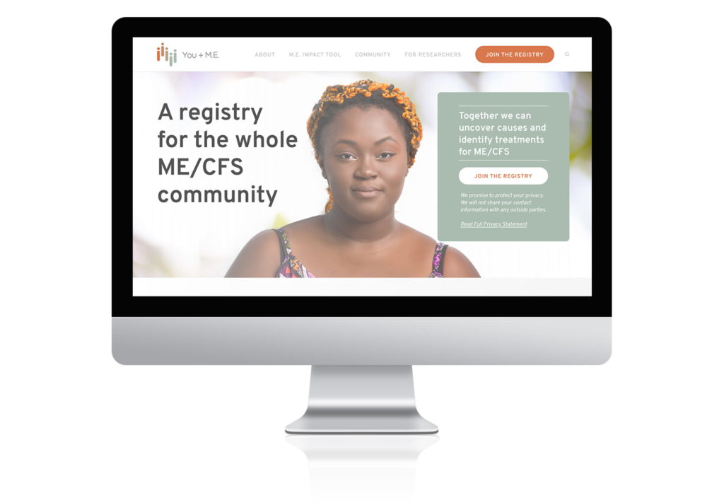 You + M.E. Registry Website view on desktop screen