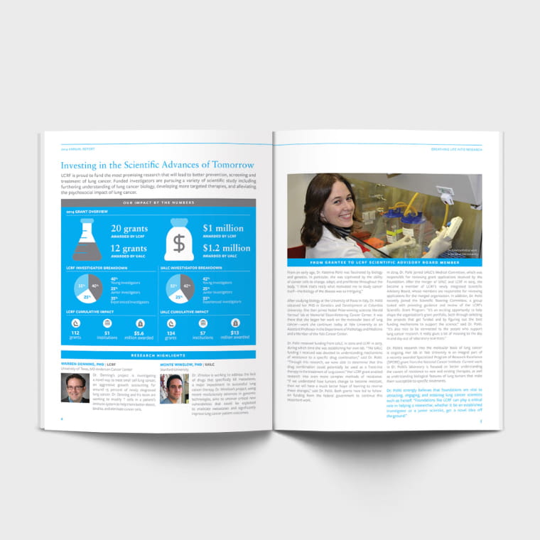 Lung Cancer Research Foundation Annual Report page view two