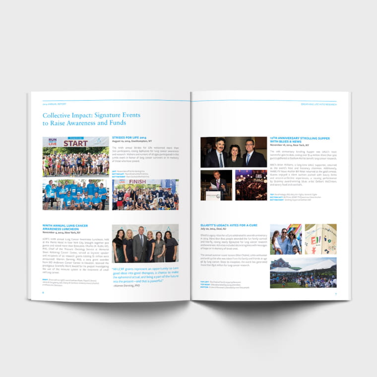 Lung Cancer Research Foundation Annual Report page view three