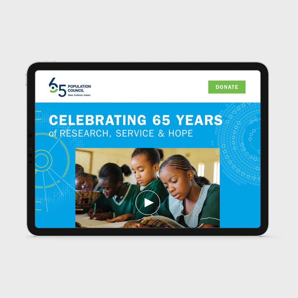 Population Council 65th Anniversary Campaign website imagery 