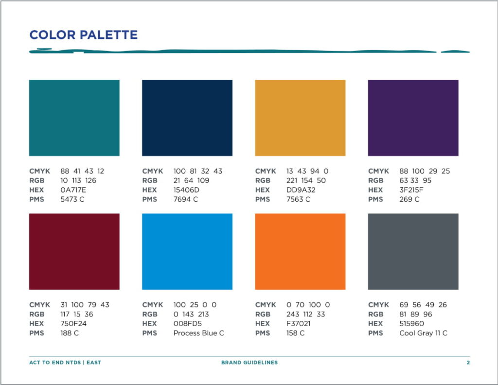 Act to End NTDs | East Branding color palette