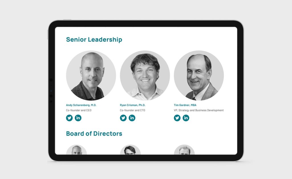 tablet view leadership page